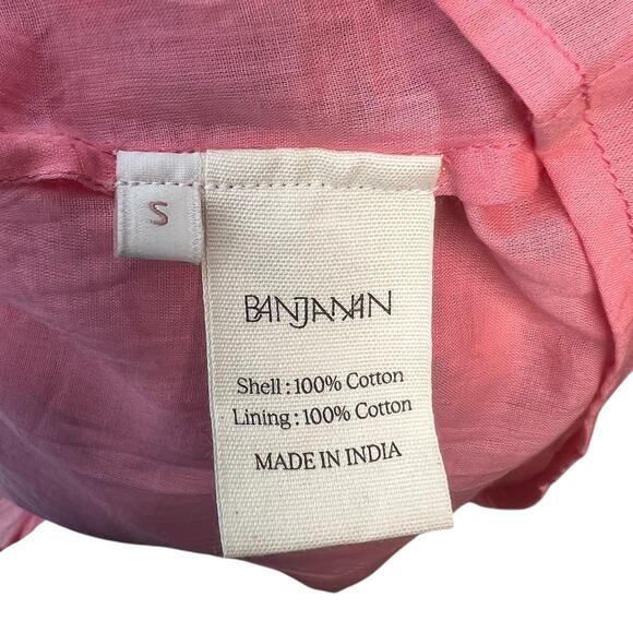 Banjanan Mortiz Dress Midi Smocked Floral Print Cotton Pink Size Small - Picture 13 of 14